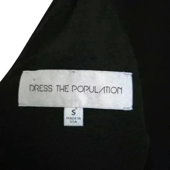 Dress the Population Black Sequined Deep V-Back Mini Dress Size Small #069 - Picture 5 of 8